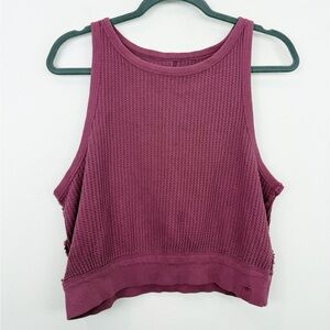 Free People We The Free Womens Vest Tank Top Waffle Burgundy Large NWT